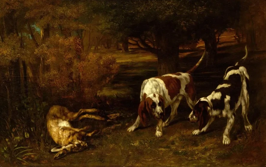 Hunting Dogs with Dead Hare