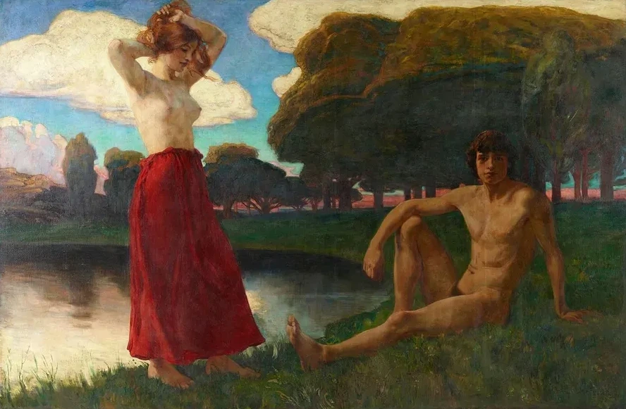 Idyll (M Nnlicher Und Weiblicher Halbakt in Der Landschaft)