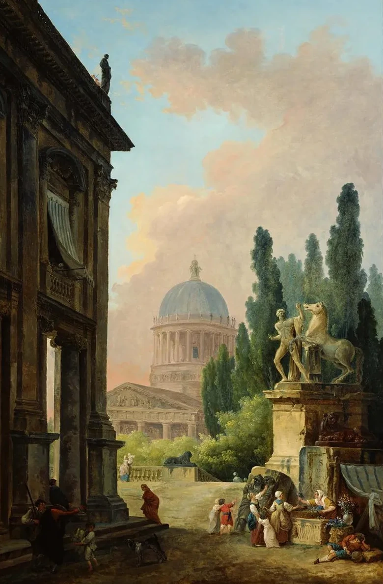 Imaginary View of Rome with the Horse - Tamer of the Monte Cavallo and a Church