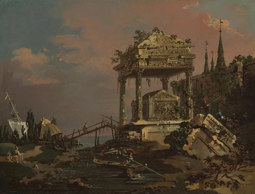 Imaginary View with a Tomb by the Lagoon