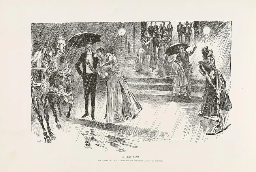 In Leap Year the Ladies Calling Carriages for the Gentlemen After the Theatre