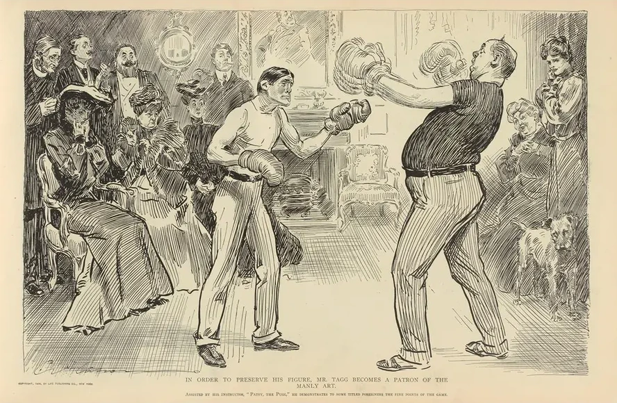 In Order to Preserve His Figure, Mr. Tagg Becomes a Patron of the Manly Art
