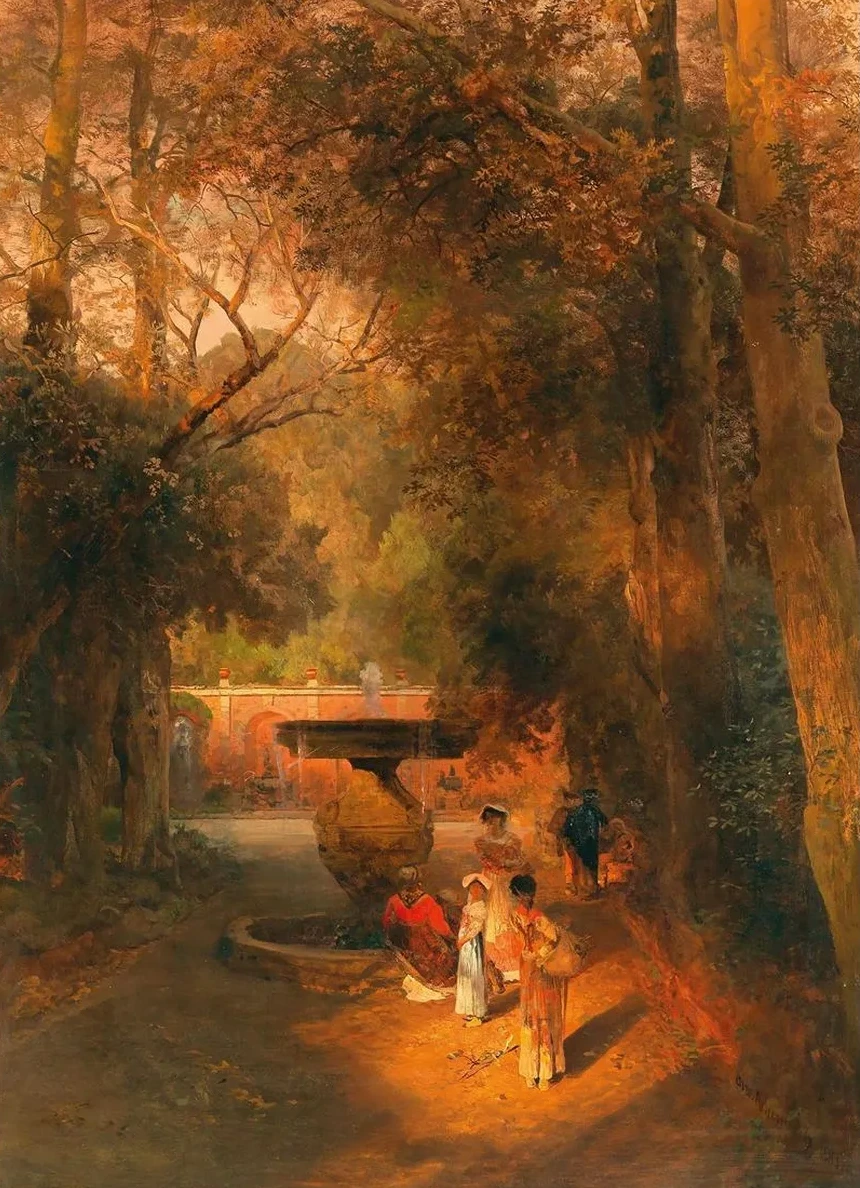 In the Park by the Fountain of Villa Torlonia in Frascati, Near Rome