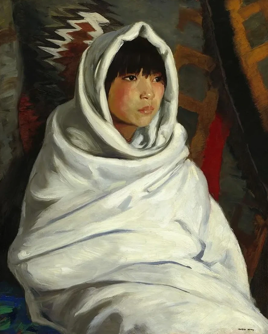 Indian Girl in White Blanket