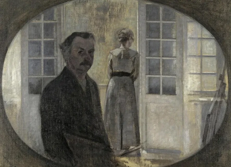 Interi r Med Kunstneren Og Hans Hustru (Double Portrait Of The Artist And His Wife, Seen Through A Mirror)