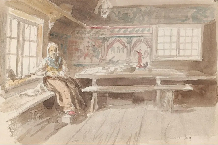 Interi R Med Sittende Kvinne, Dalarna