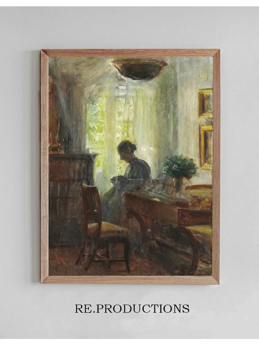 Interieur fra Kunstnerens Hjem. Fru Anna Ancher ved Syt jet