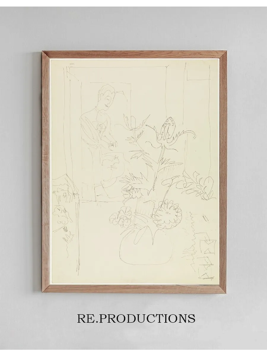 Interieur Mit Blumenvase, Frau Und Katze