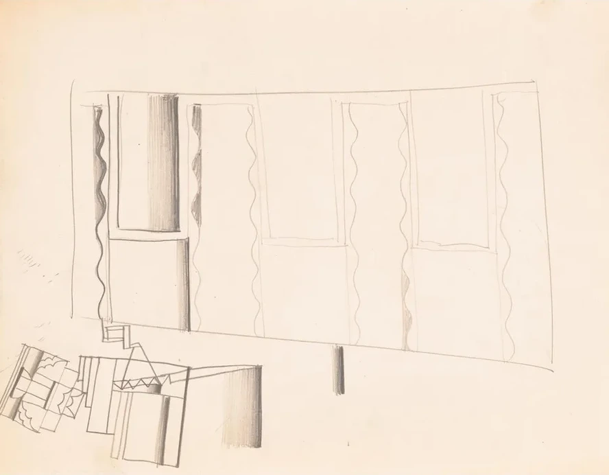 Interior Design Drawings for Unidentified Rooms. Sketch for Unidentified Interior