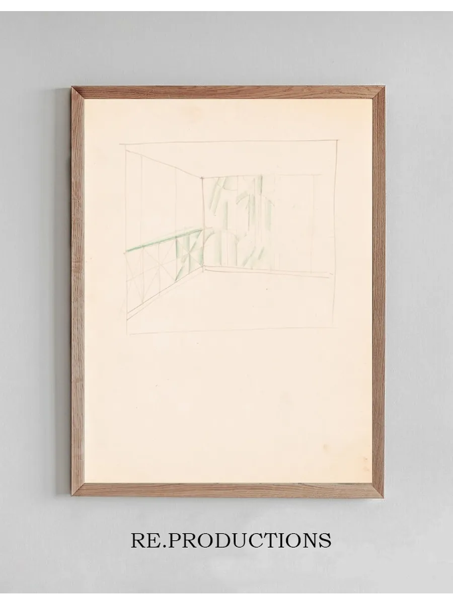 Interior Design Drawings for Unidentified Rooms. Sketch with Green Panels