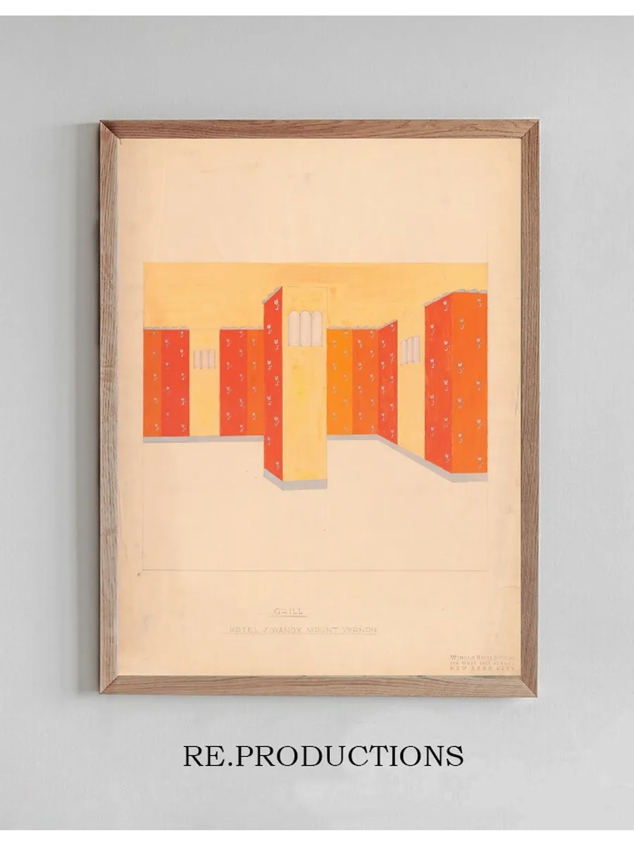 Interior Perspective Drawings of Hotel Siwanoy, Mount Vernon, NY. Interior Perspective Study of Grill in Red