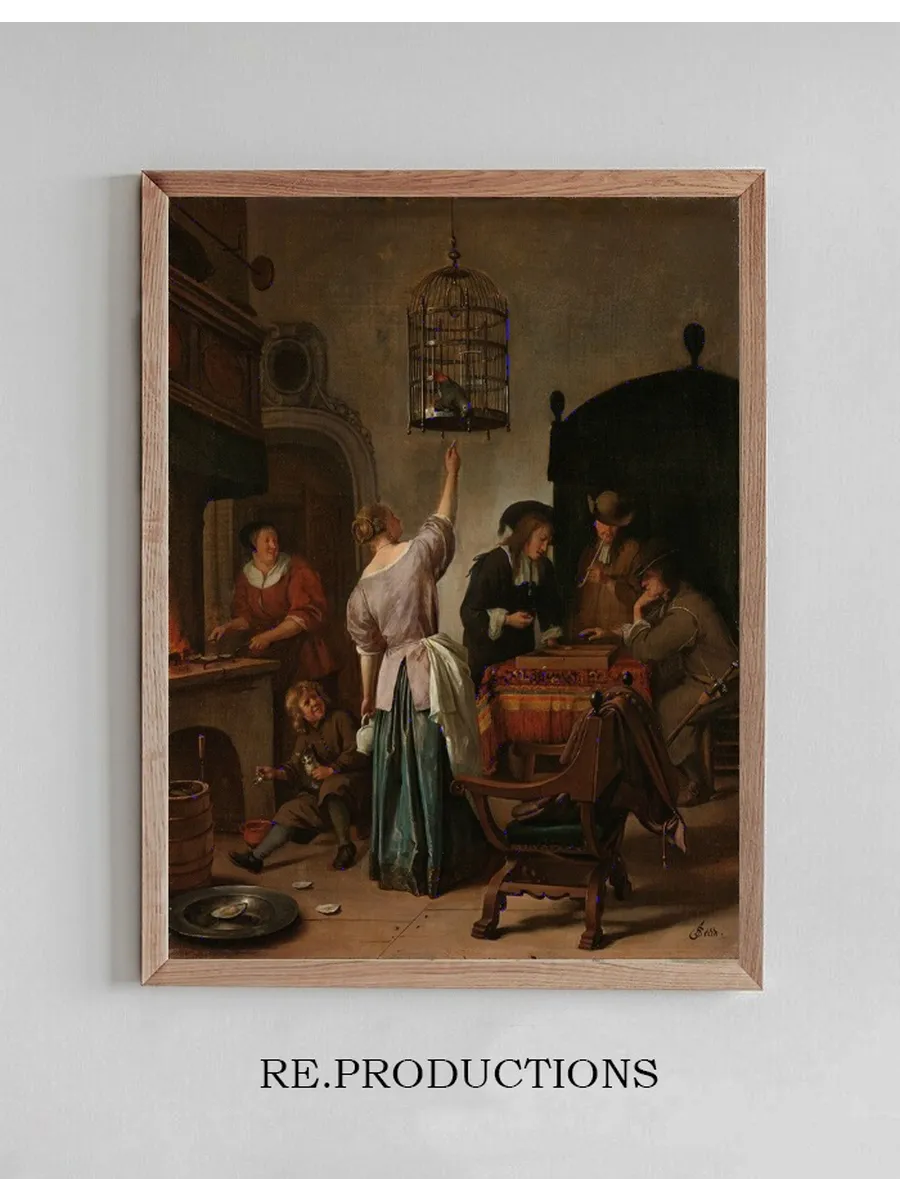 Interior with a Woman Feeding a Parrot, Known as The Parrot Cage