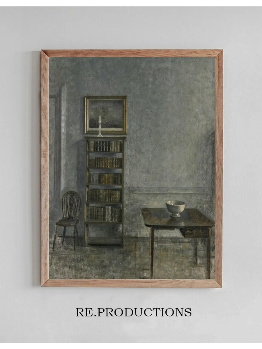 Interior with a Table, Bookcase and Windsor Chair, 25 Strandgade