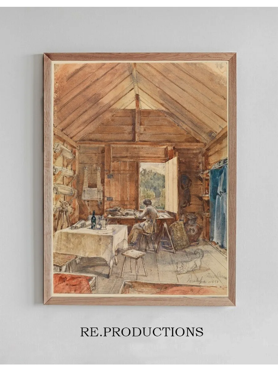 Interior with Man at Desk