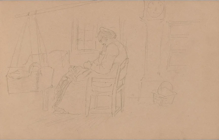 Interior with Seated Woman and Hammock