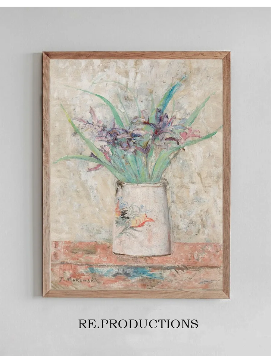 Irises in a White Flower - Vase