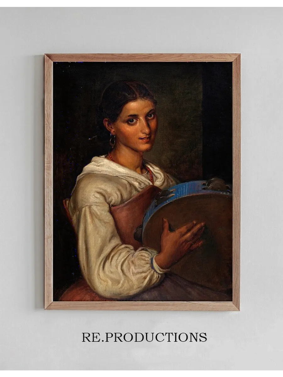 Italian Girl with a Blue Tambourine