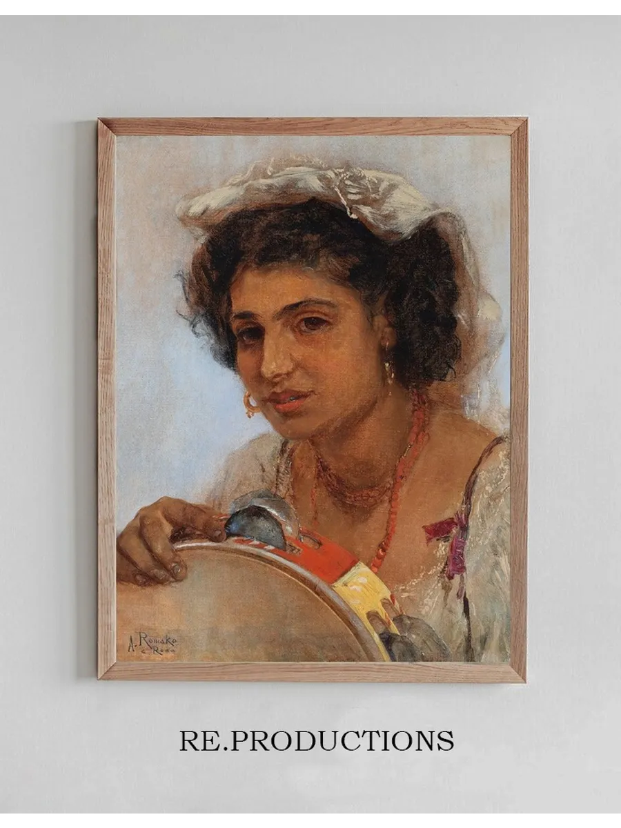 Italienisches M Dchen Mit Kopftuch Und Tamburin