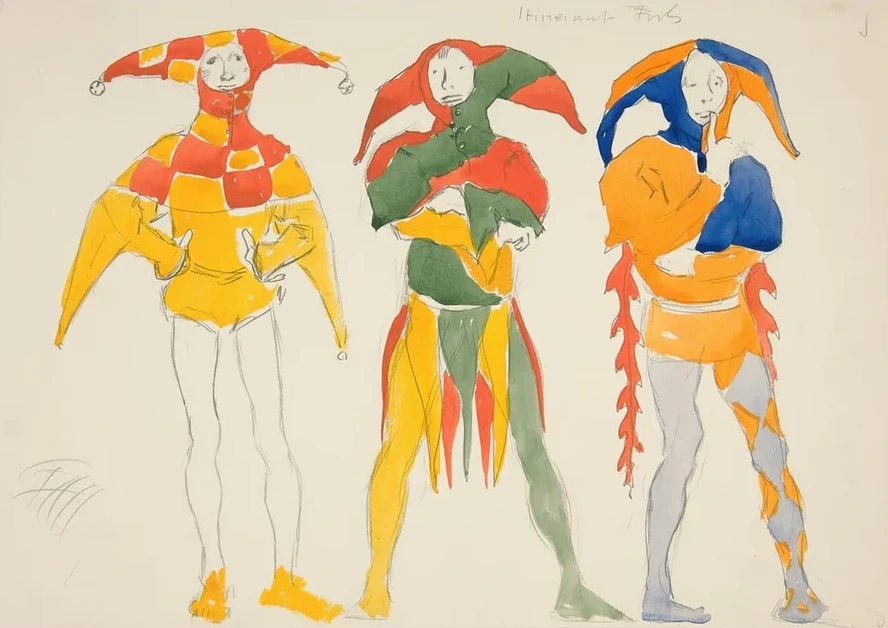 Itinerant Fools, costume sketch for Henry Irving's 1898 Planned Production of Richard II