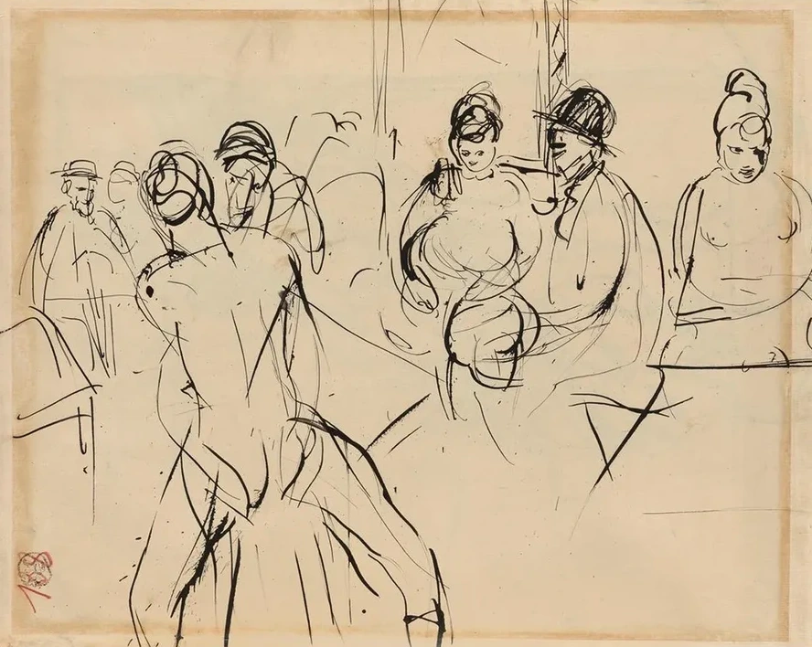 James Ensor, Willem Paerels and Auguste Oleffe in an Antwerp Brothel After a Vernissage at Kunst van Heden