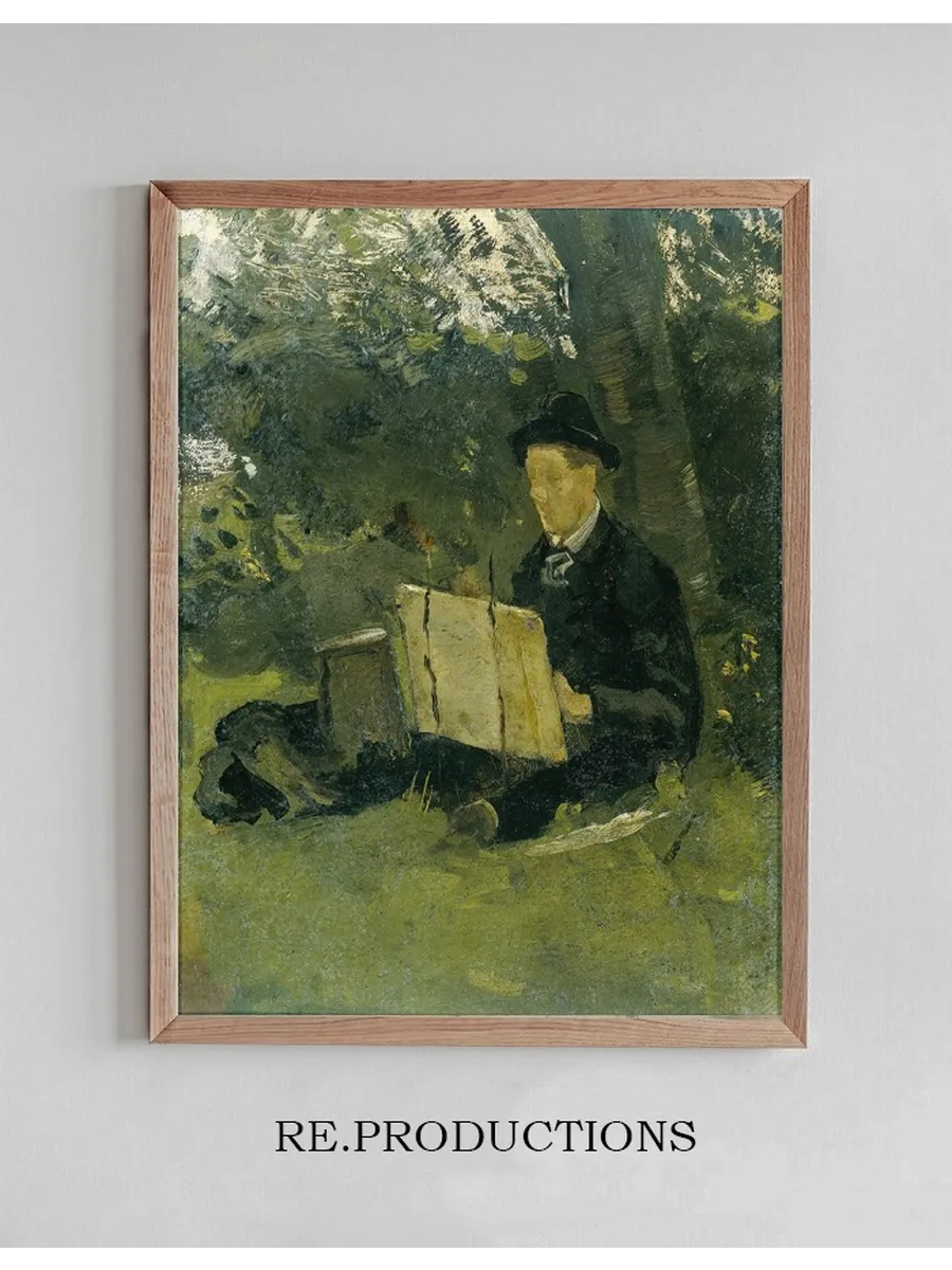 Jan Verkade (1868 - 1946) Painting under a Tree at Hattem