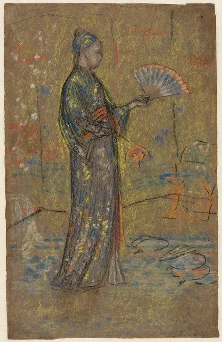 Japanese Woman Painting a Fan