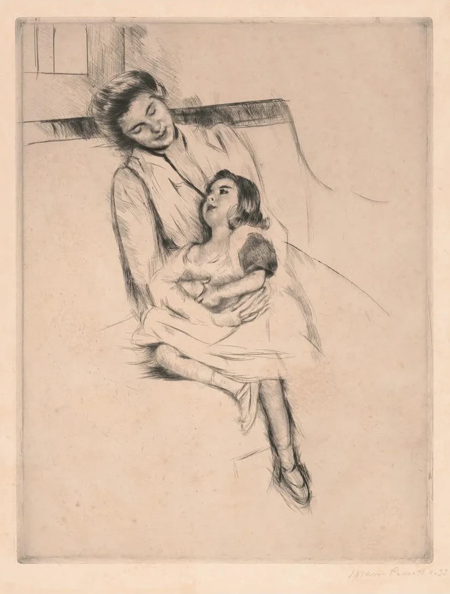 Jeannette and Her Mother Seated on a Sofa