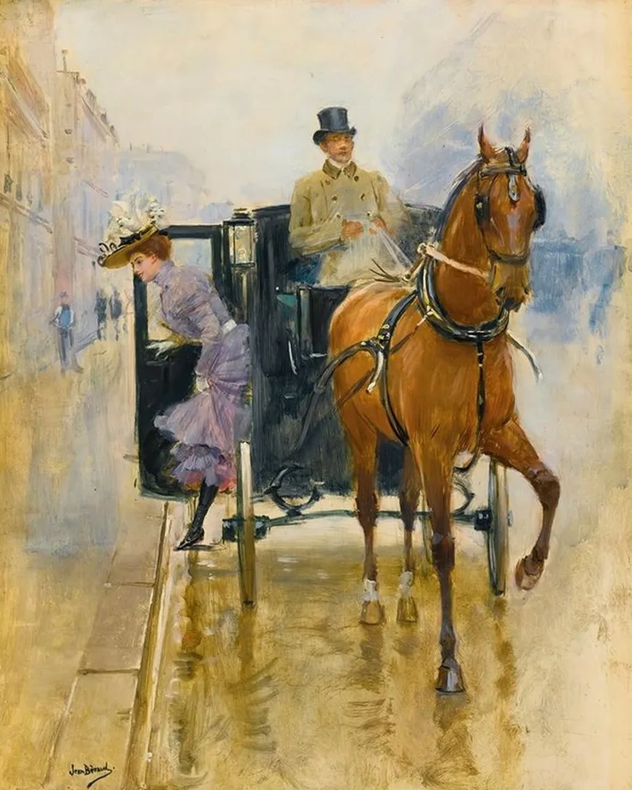 Jeune Femme Descendant D un Fiacre