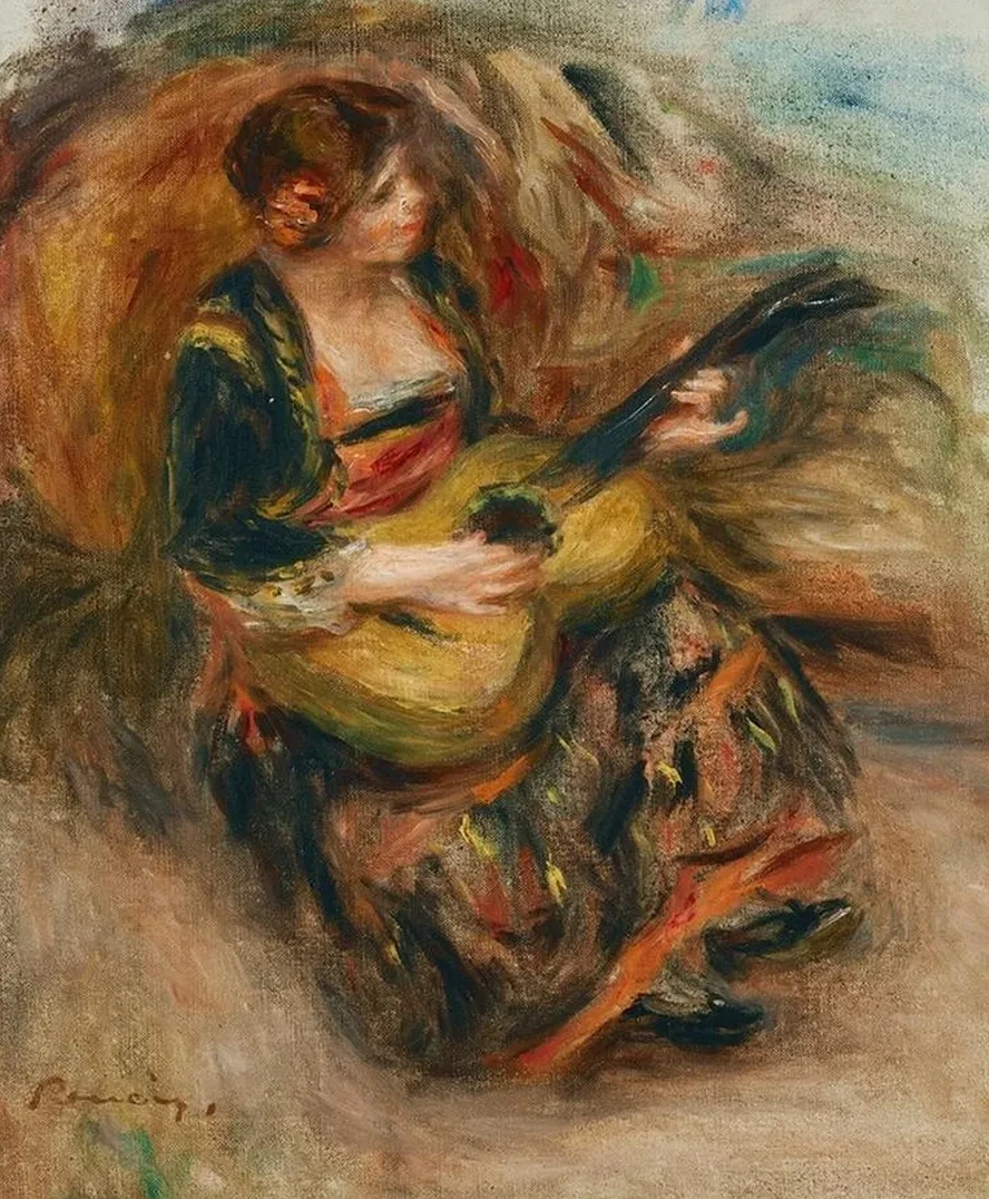 Jeune Femme Assise Jouant de la Guitare
