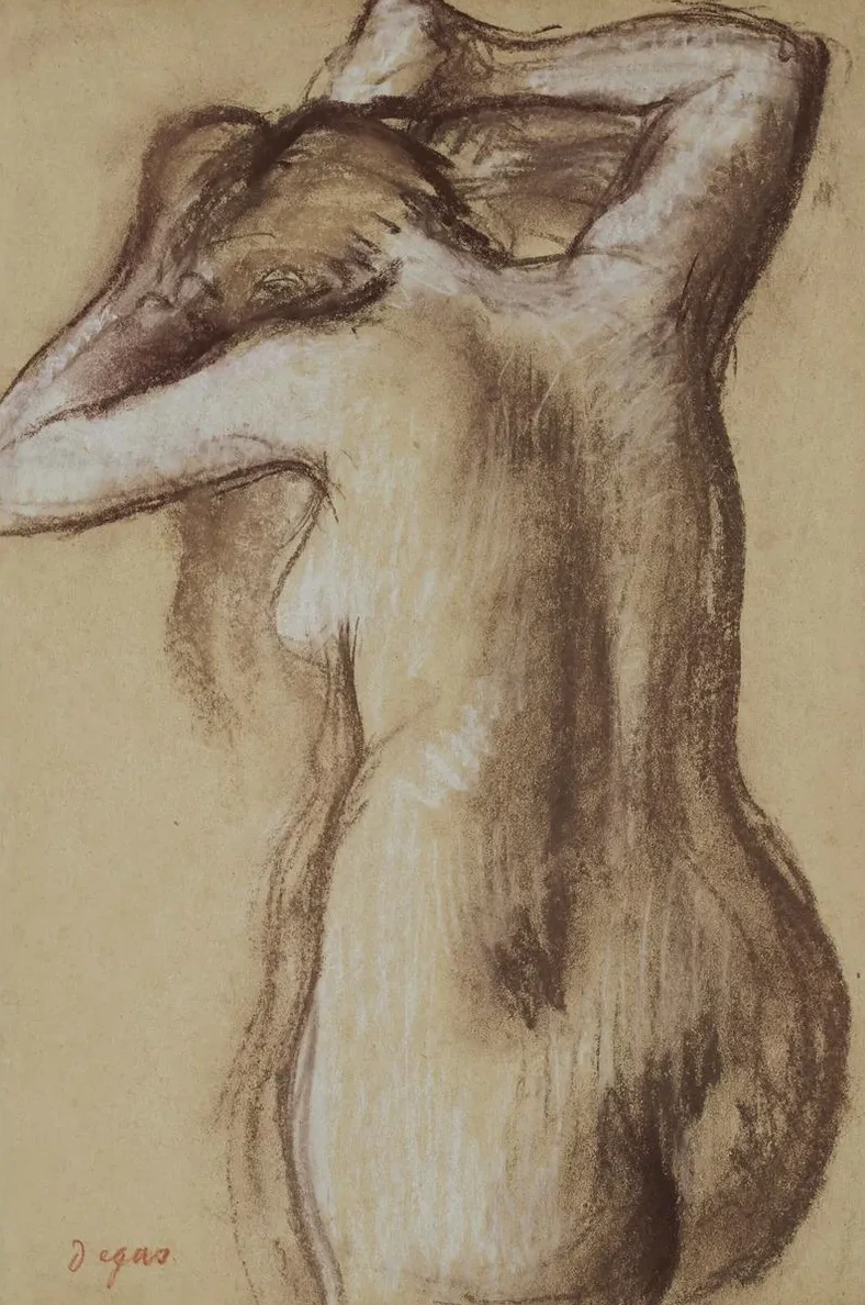 Jeune Femme Nue Se Coiffant