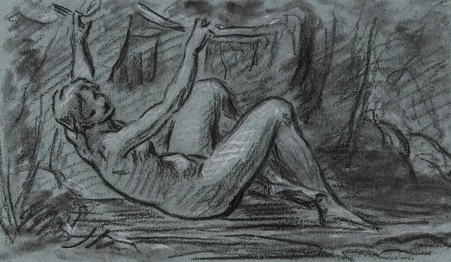 Jeune Femme Nue Se Relevant
