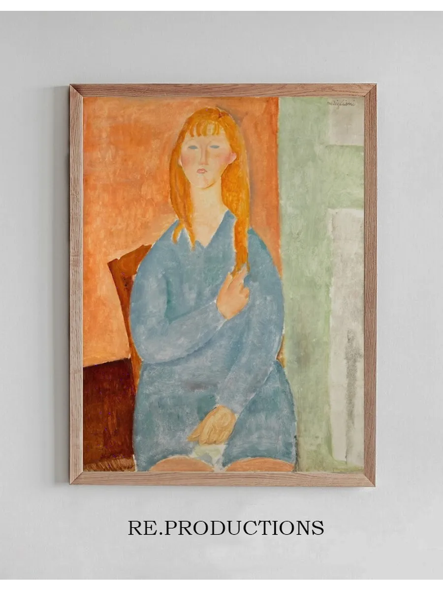 Jeune Fille Assise, les Cheveux D Nou's (jeune Fille En Bleu)