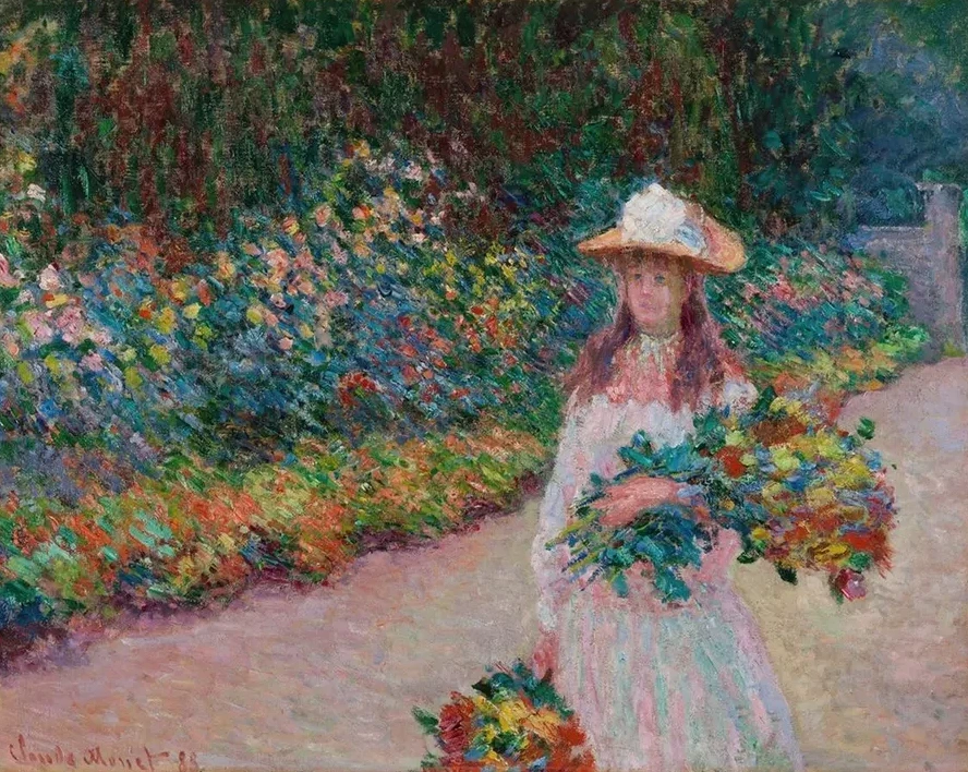 Jeune Fille Dans le Jardin de Giverny