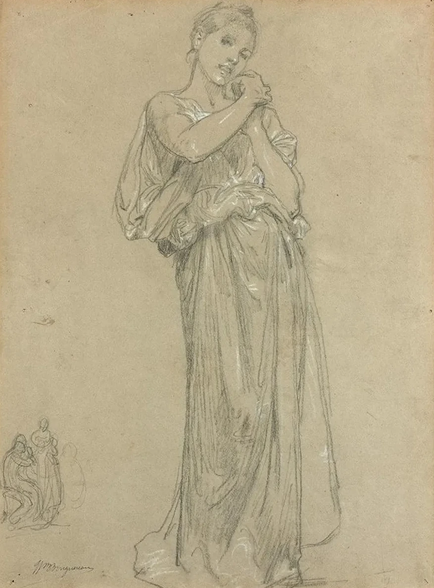 Jeune Fille Drap E et Un Groupe de Figures, Tude Pour Premiers Bijoux