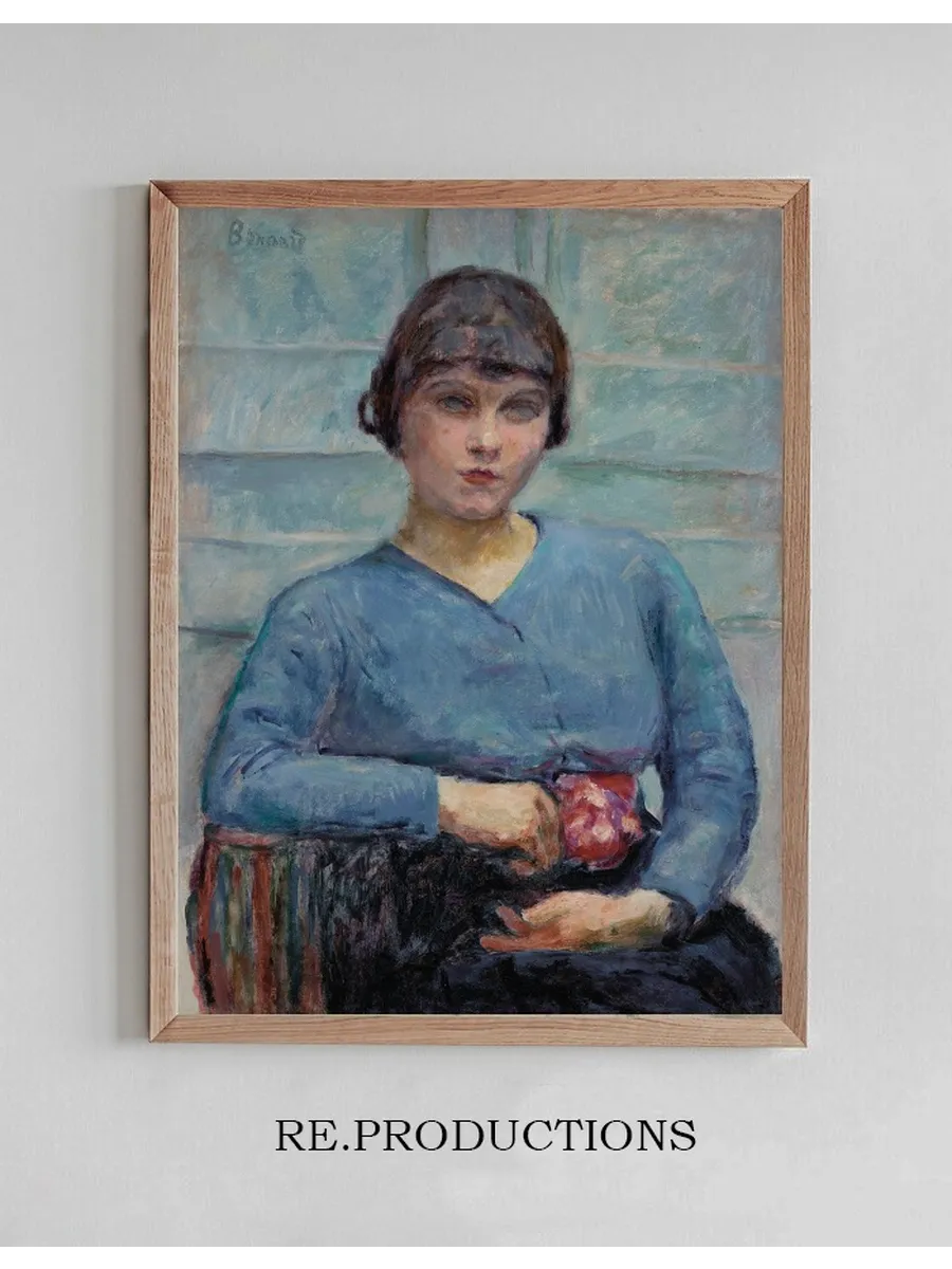 Jeune Fille En Bleu, la Rose