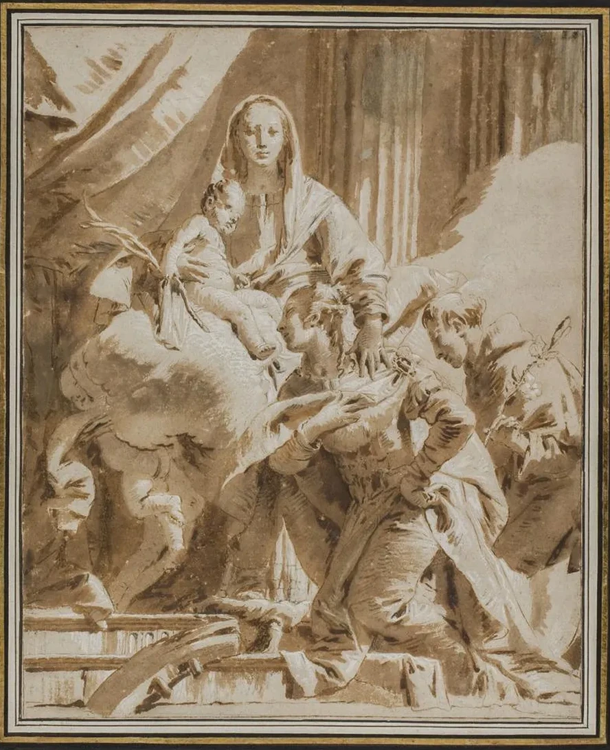 Jomfru Maria Og Barnet Med Den Hellige Antonius af Padova Og Katharina af Alexandria