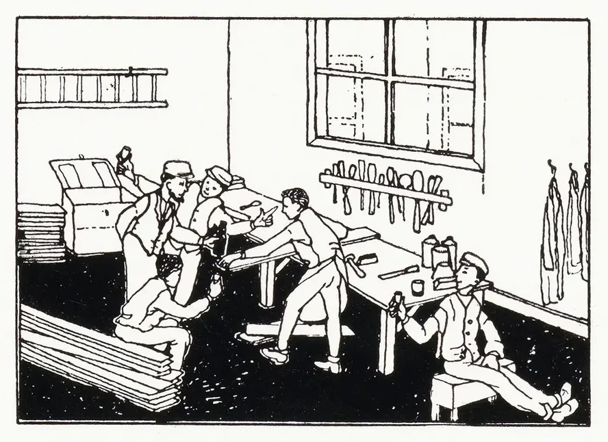 Jongens Bij Een Werkbank