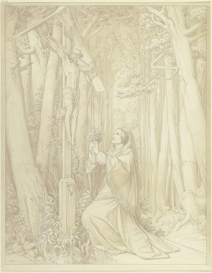 Josephine Brentano IM Wald Ein Kruzifix Verehrend