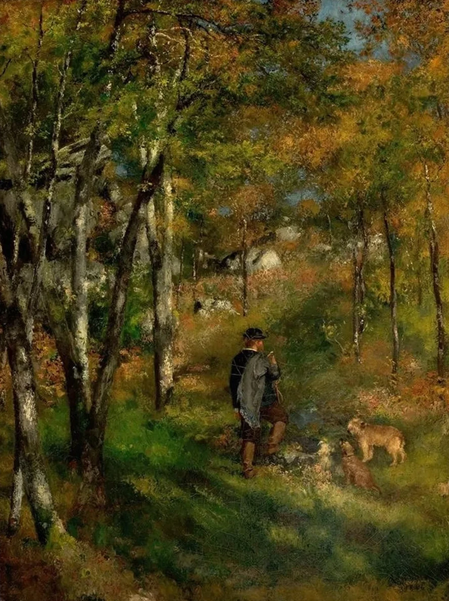 Jules le Coeur and His Dogs in the Forest of Fontainebleau