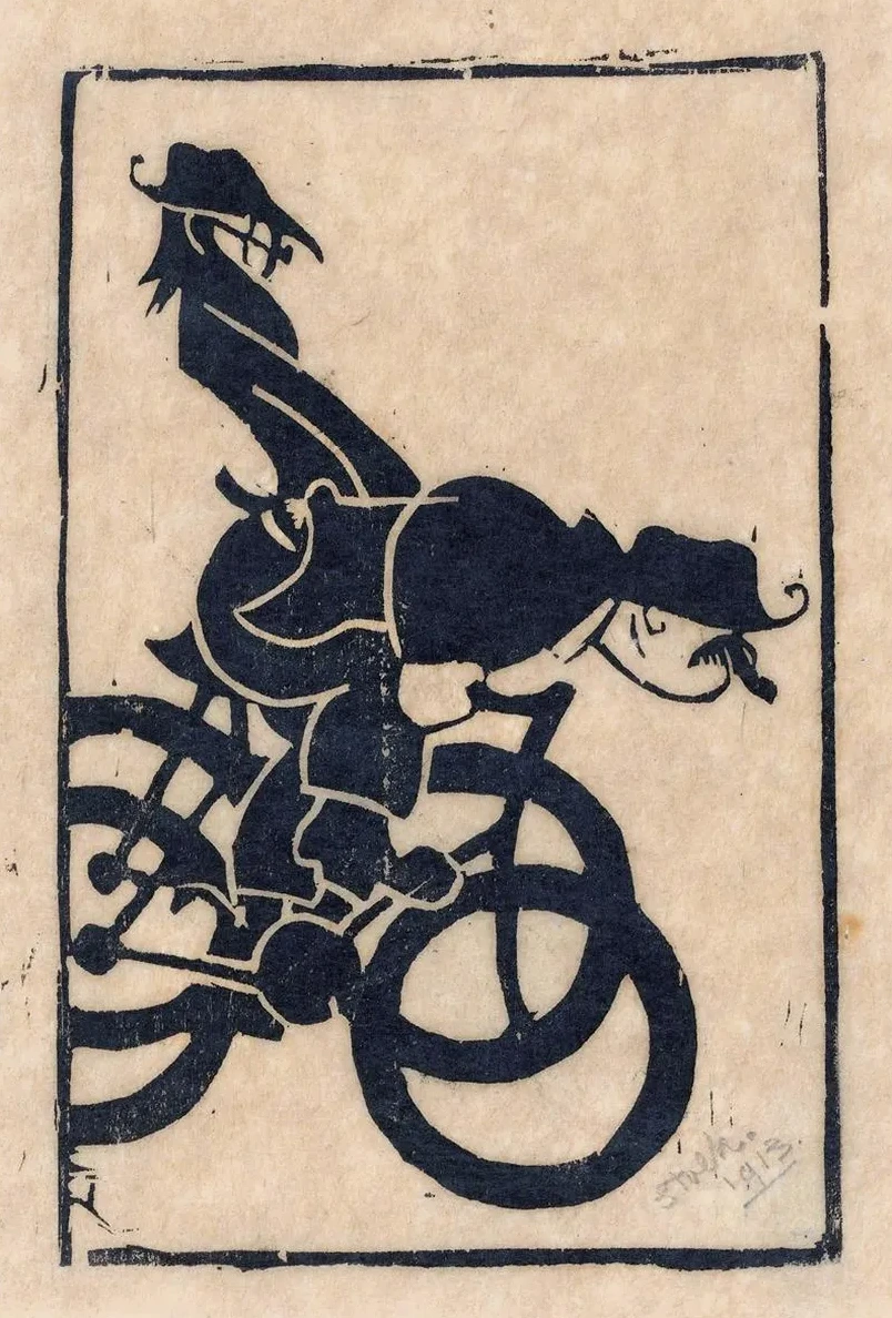 Karikatuur van Chris Lebeau En Frits Grabijn Op de Fiets