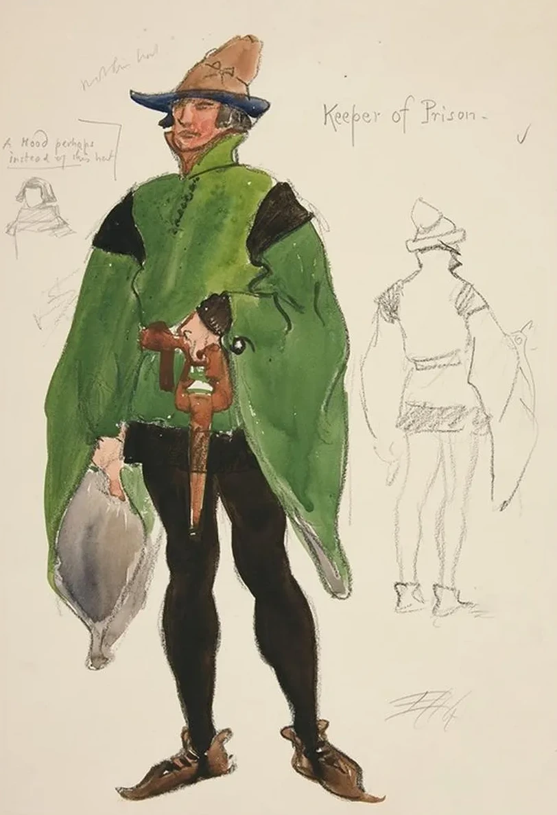 Keeper of Prison, costume sketch for Henry Irving's 1898 Planned Production of Richard II