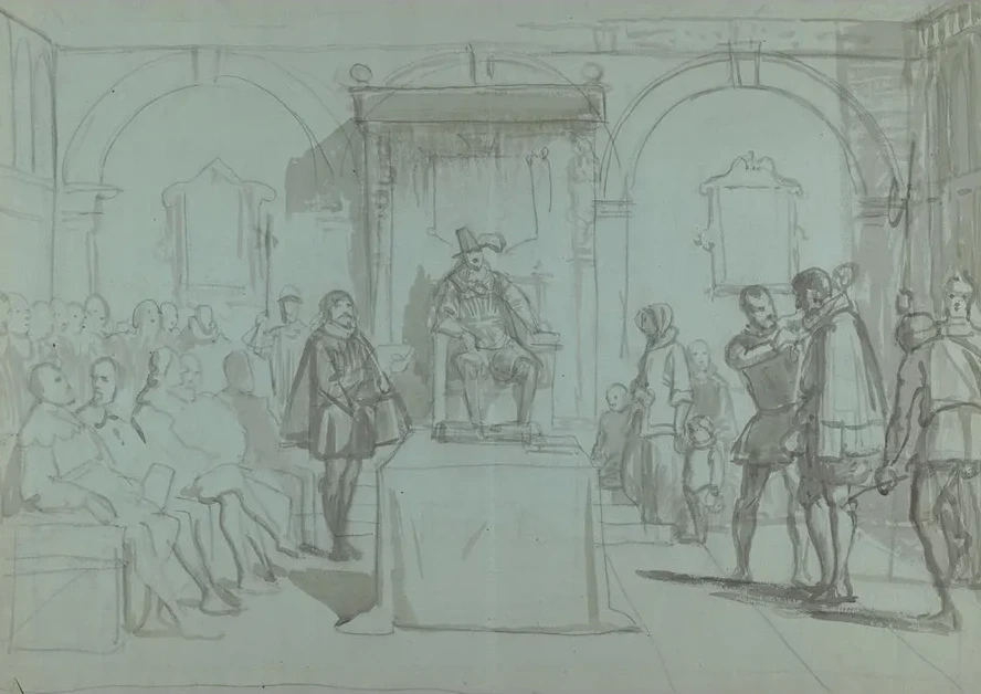King Christian IV of Denmark Judging Christoffer Rosenkrantz