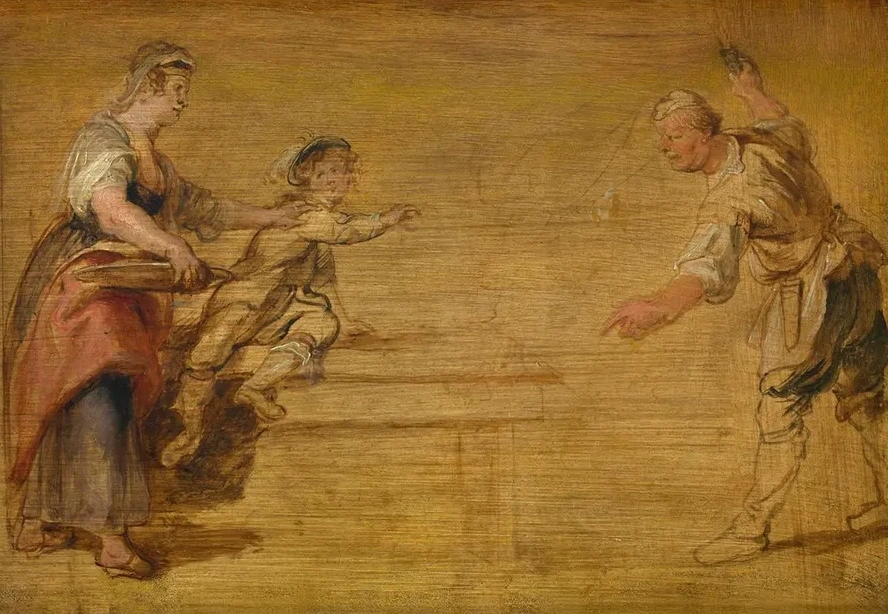 Kitchen Maid, Butcher and Boy around a Table