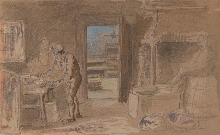 Kitchen Interior with Figures