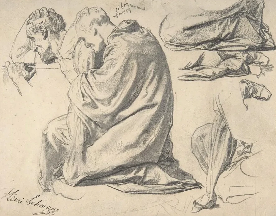 Kneeling Draped Male Figure, Facing Left