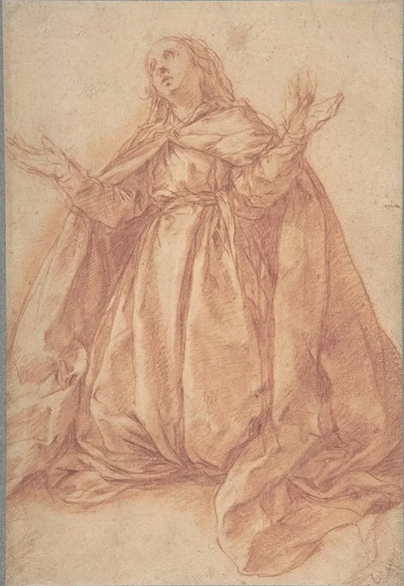Kneeling Female Figure with Upraised Arms