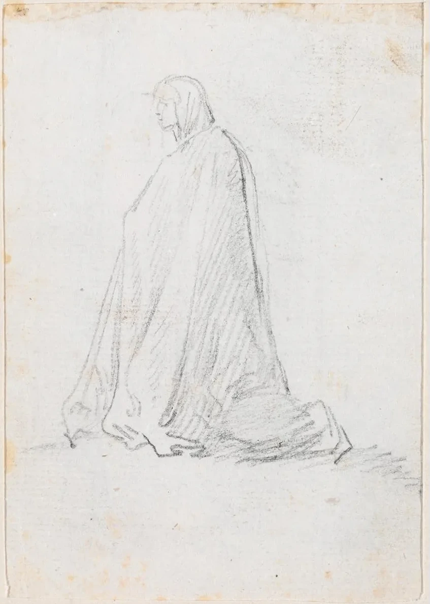 Kneeling Figure in a Hooded Robe