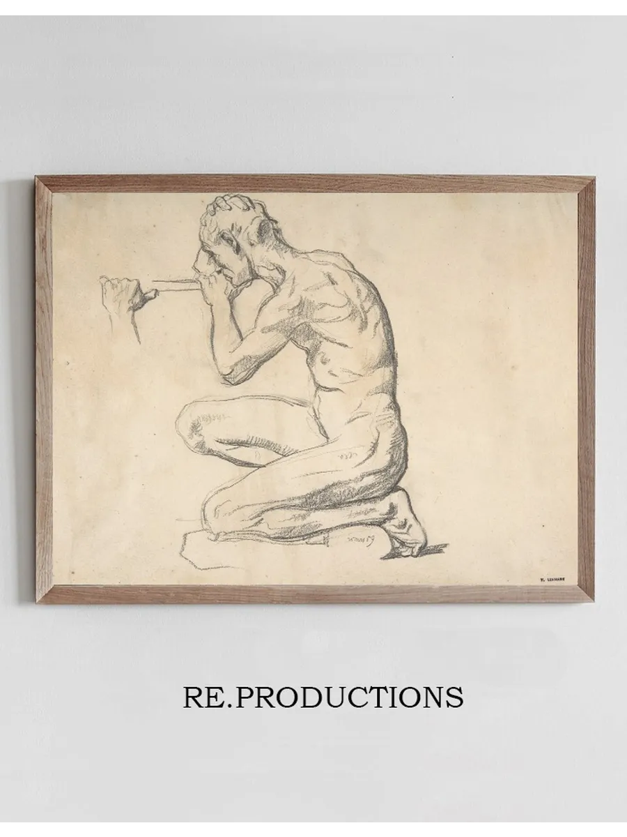 Kneeling Nude Male Figure, Facing Left