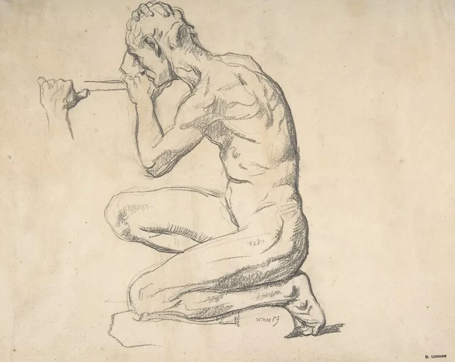Kneeling Nude Male Figure, Facing Left
