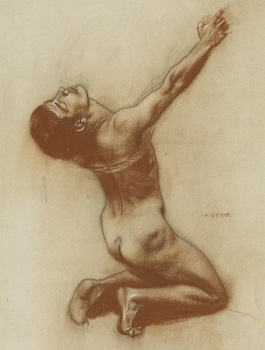Kneeling Male Nude for Kiss of the Sphinx